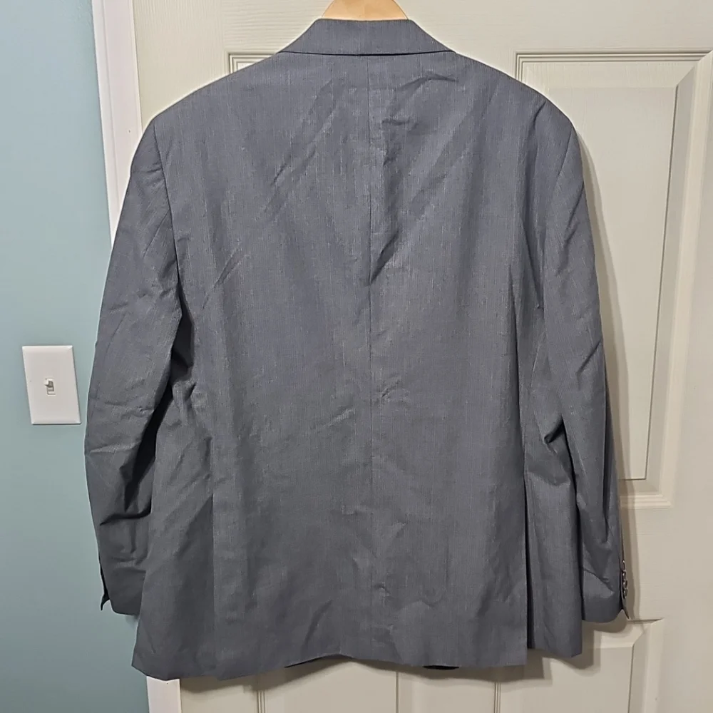 Holbrook World Traveler Gray Lt Blue Poly-Blend Sports Jacket 46R Great PreOwned